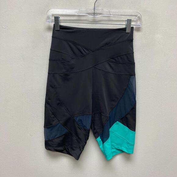 Monse Womens Black Colorblock High Rise Stretch Sheer Panel Biker Shorts S New - Picture 1 of 9